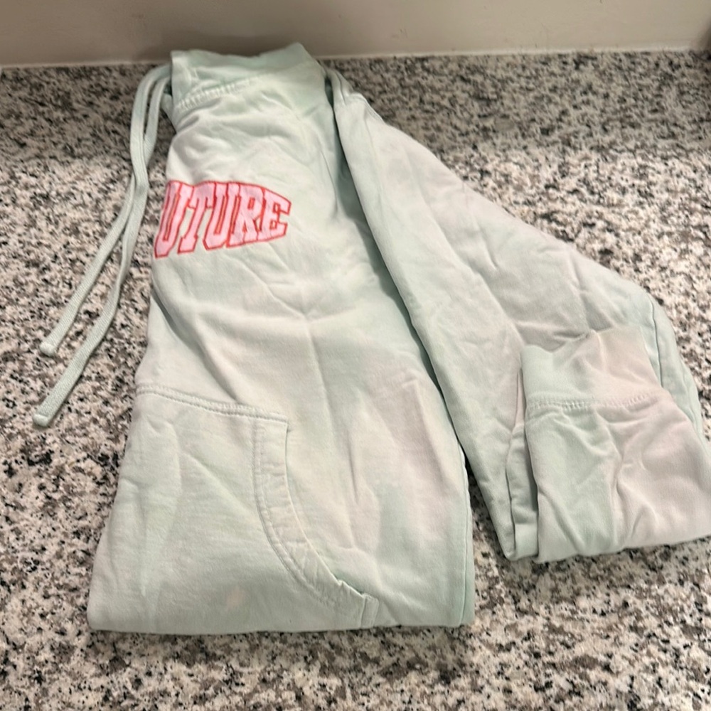 Mint Green Sweatpants with Pink Graphic